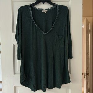 Bordeaux Green Long sleeve tshirt oversized -Size L